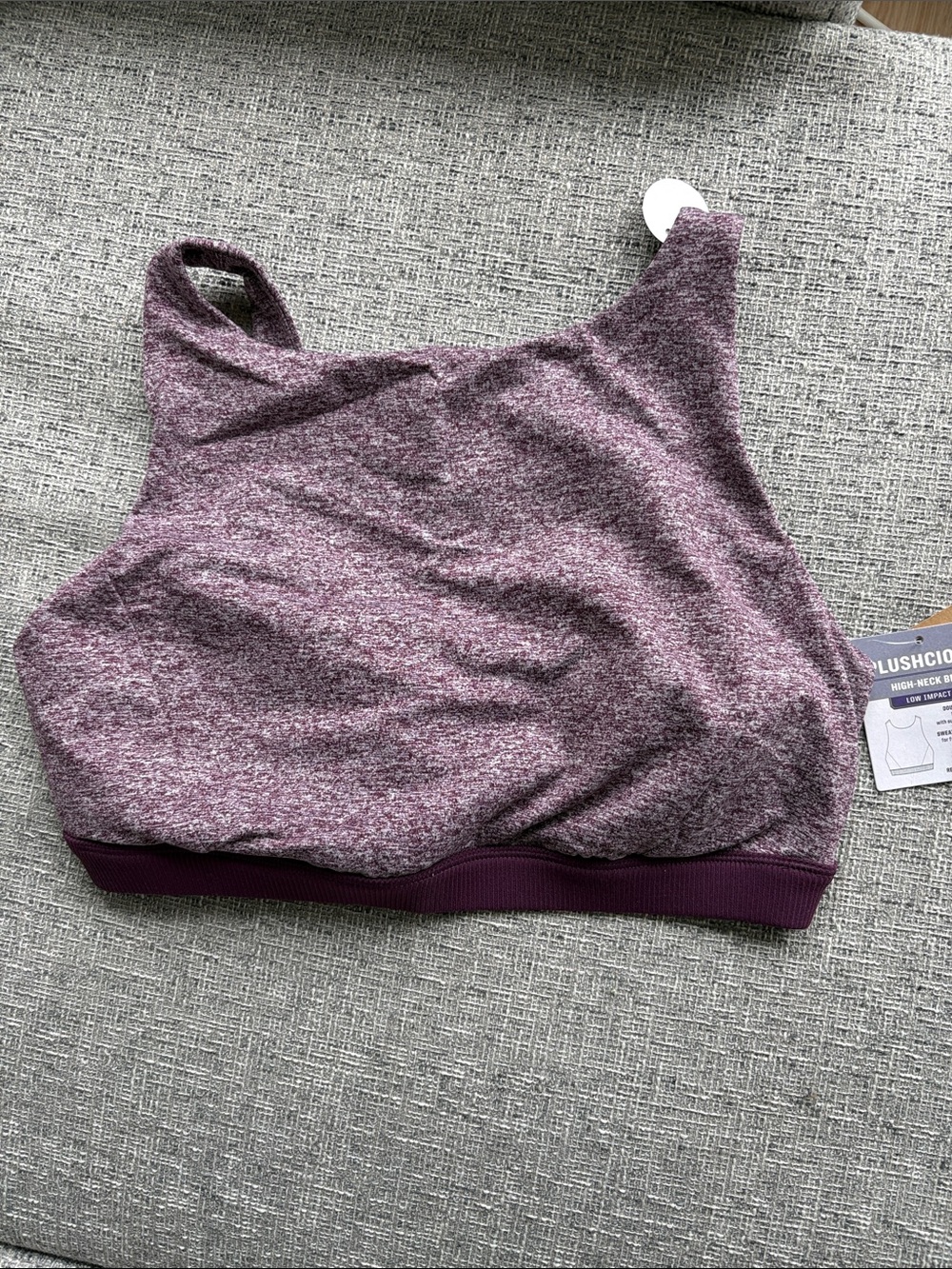 Duluth Trading Co Heathered Plum High-Neck Sports Bra